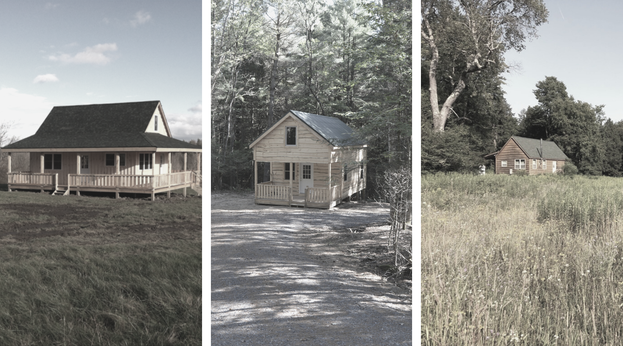 three different custom built cabins by New York land and camps by Christmas and associates